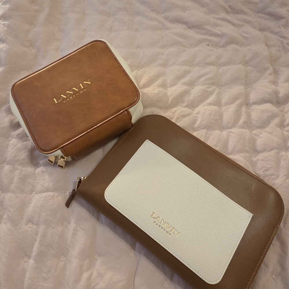 Lanvin Brown and Cream Travel Pouch